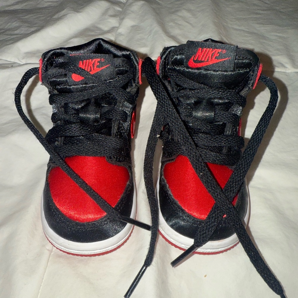 Jordan 1’s Satin Red & Black OG High Sneakers